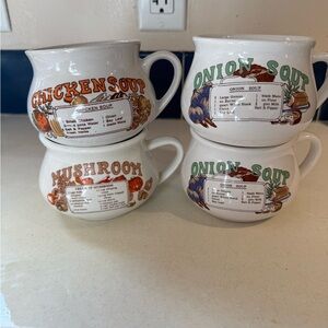 White and Orange Dining Mugs Set